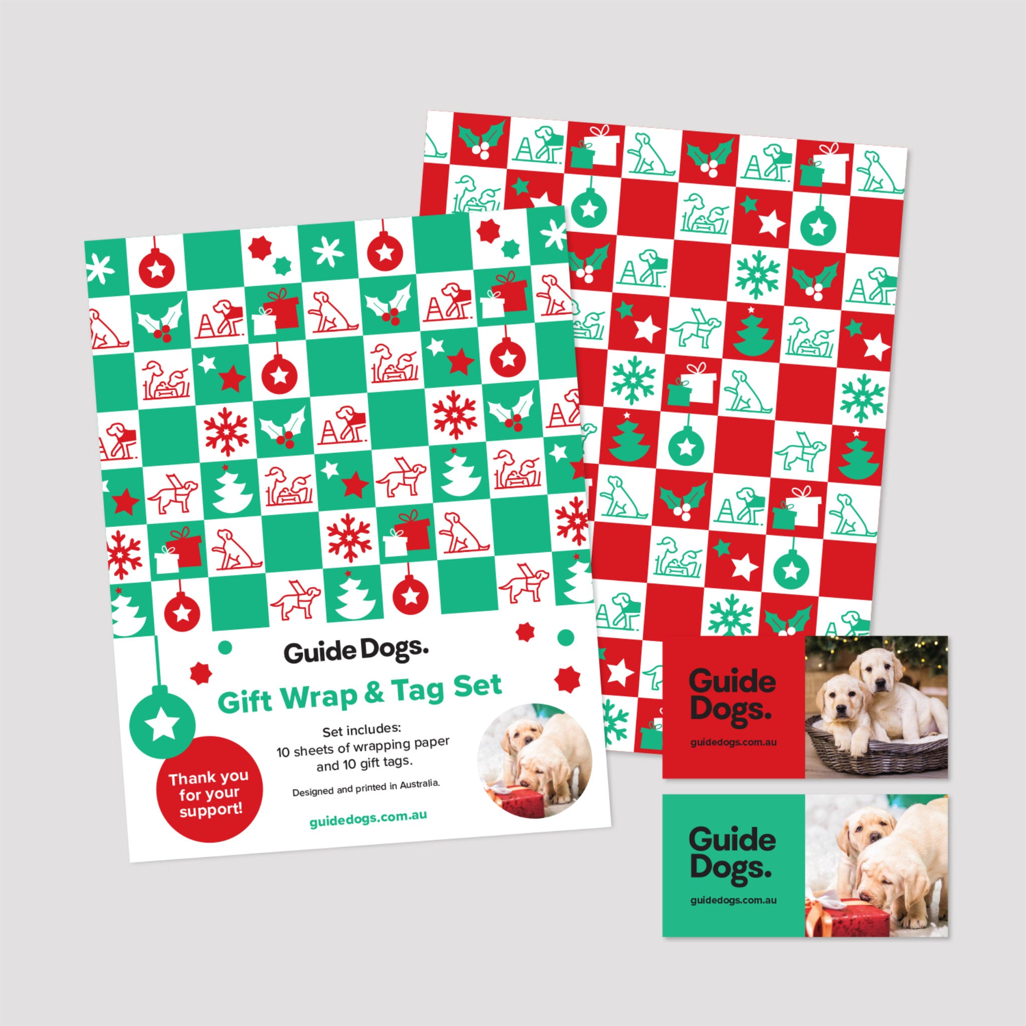 Green Red Christmas Wrap and Tag