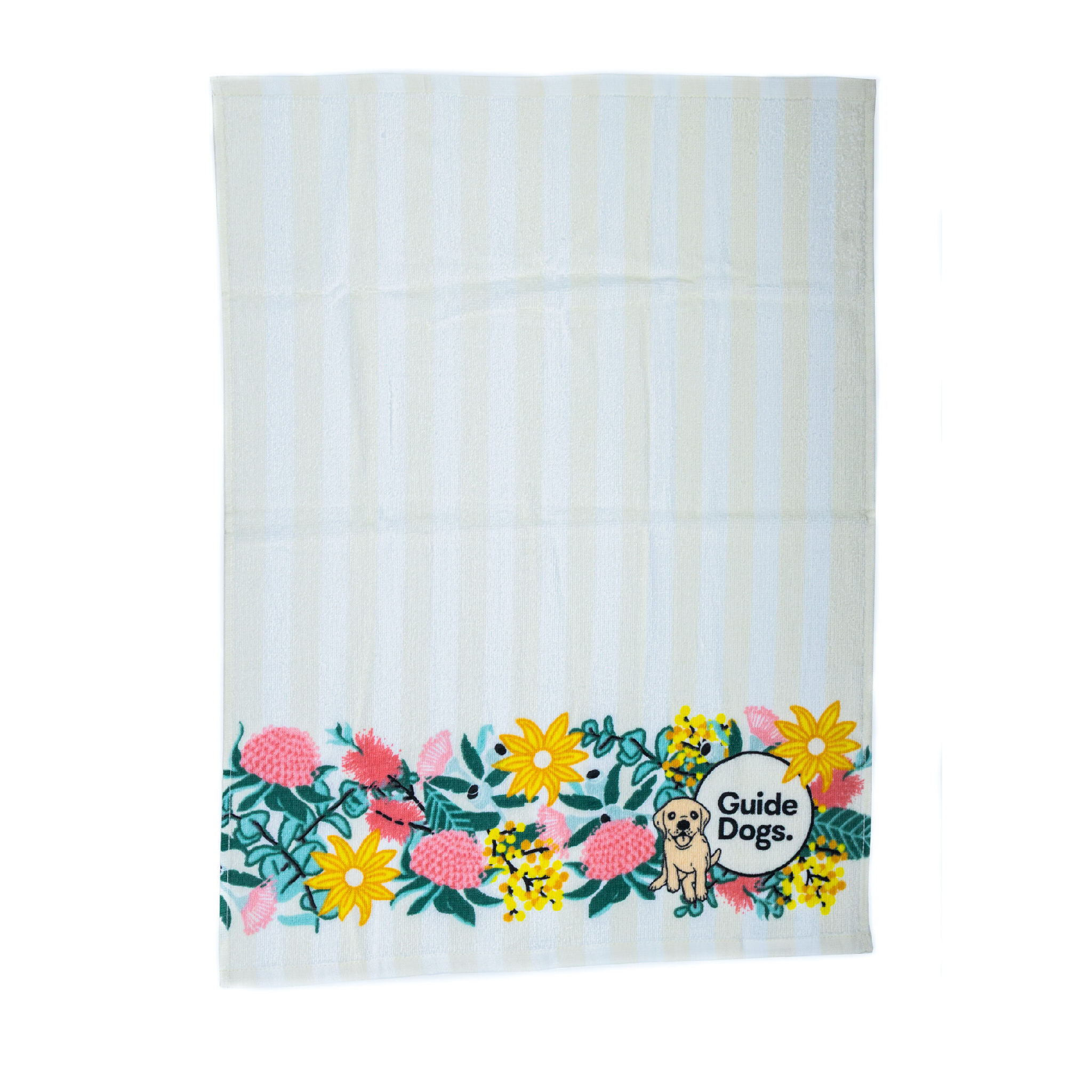 Cotton Tea Towels - Puppy Flowers (2 pack)